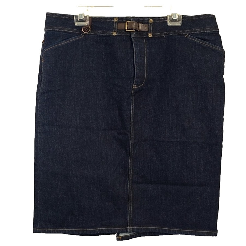 Ralph Lauren Womens 16 Jean Skirt Dark Wash Denim Knee Length Pencil‎ Modest